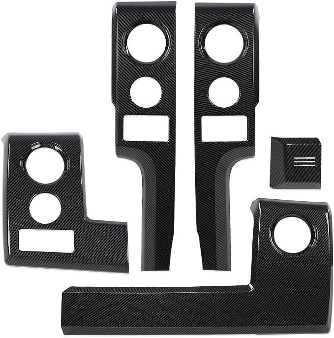CHEDA Center Console Dashboard Panel Cover Trim Bezels Compatible with Ford F150 2009-2014 Polished Black Carbon Fiber