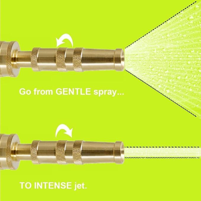 Twinkle Star Heavy-Duty Brass Adjustable Twist Hose Nozzle, 2 Pcs | 3/4” GHT Brass Garden Hose Nozzle, Adjustable Water Flow