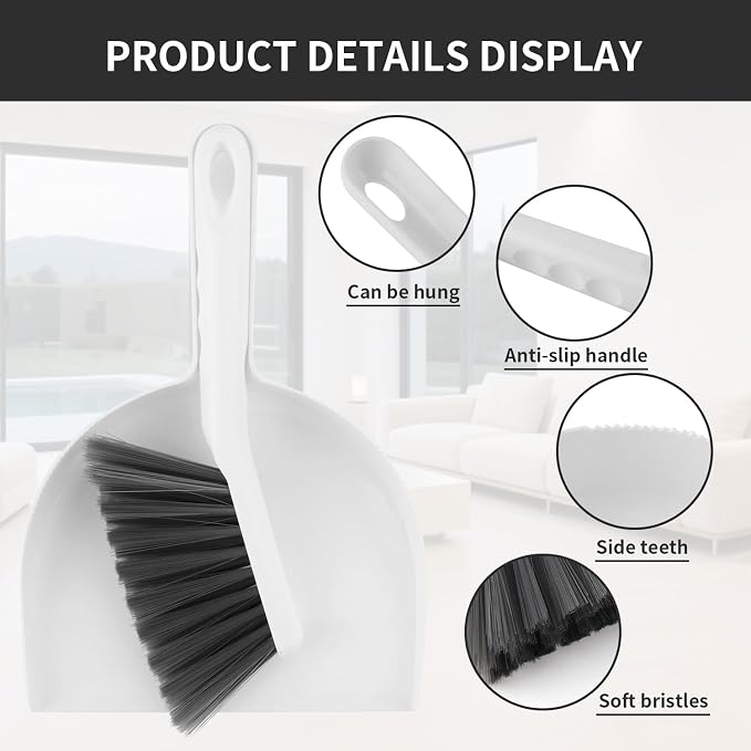 Small Broom and Dustpan Set, Dustpan and Brush Set, Small Brush and Dustpan Set, Mini Handheld Dustpan and Brushes Combo for Home, Desktop, Kitchen, pet