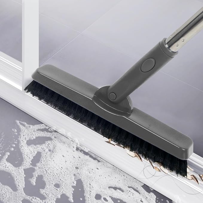 CELOX Grout Brush with Long Handle, Tile Grout Cleaner Brush for Tile Floors, for Shower Tile, for Cleaning Grout, Gray