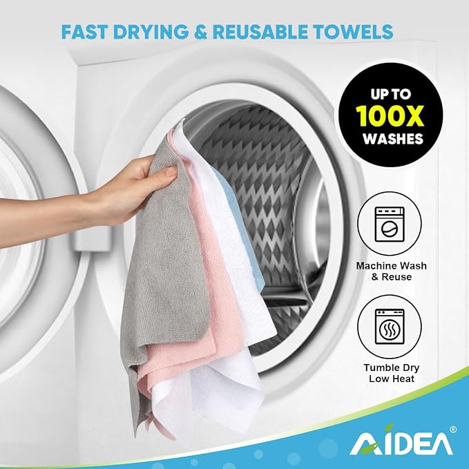 AIDEA Microfiber Cleaning Cloth Roll-75PK,Pink Microfiber Towels,11.5×11.5" | Tear Away Reusable Paper Towels, Lint Free Rags for House, Kitchen, Car Cleaning Supplies