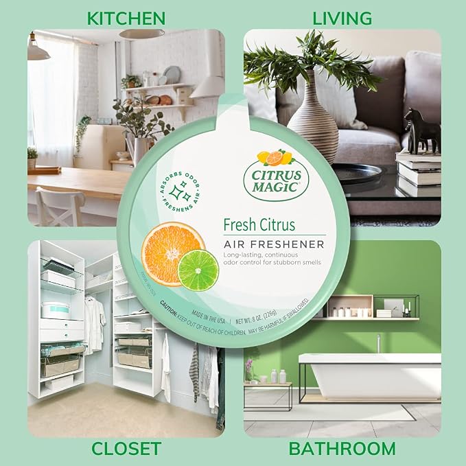 Citrus Magic Odor Absorbing Solid Air Freshener, Fresh Citrus, 8-Ounce, (Pack of 3)