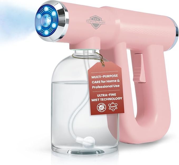 Nano Spray Gun, Electric Continuous Spray Bottle for Hair and Plants, Pink | Multipurpose Cordless Sprayer for Curly Styling, Plant Misting or Skin Care, USB-C Rechargeable Atomizer for Ultra Fine Mist