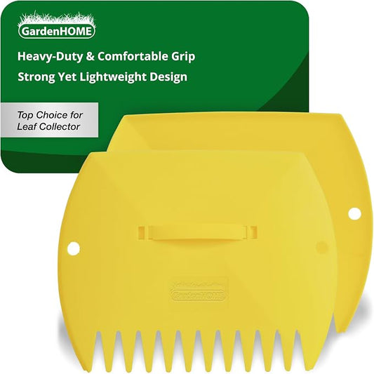 GardenHOME Leaf Scoops Hand Rakes, Large Leaf Grabbers for Yard Work and Garden Use, Clear and Collect Garden Rake, Leaf Scooper and Claws for Leaves, Lawn Debris, and Trash Cleanup, Yellow