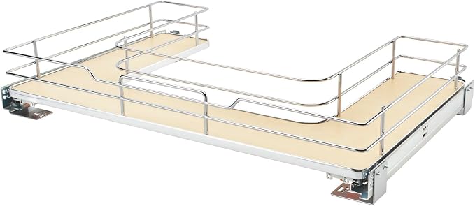 Rev-A-Shelf Solid Surface U-Shape Pullout Organizer for Sink Base Cabinets w/Soft-Close