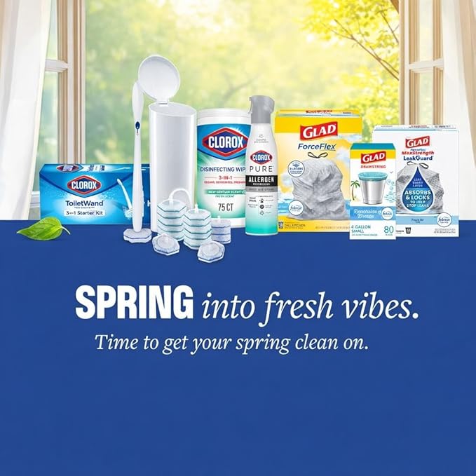 Clorox 03191CT Toilet Wand Disposable Toilet Cleaning Kit: Handle, Caddy & Refills, White (Case of 6)