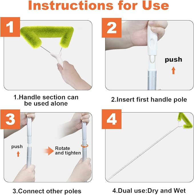 Window Screen Cleaning Brush with 62in Extension Pole | Innovative Fibre Mesh Screen Cleaner for Window Mesh, Patio Screens, Screen Doors, Pool Cage & Fence - Dry or Wet Use