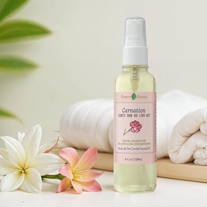 Carnation Pillow & Room Spray with Essential Oils, Home Fragrance, 4 fl oz | Carnation Aroma, Essential Oil Blend, Pillow and Room Spray, Linen Freshener, Bathroom Mist, Home Fragrance, 120 mL