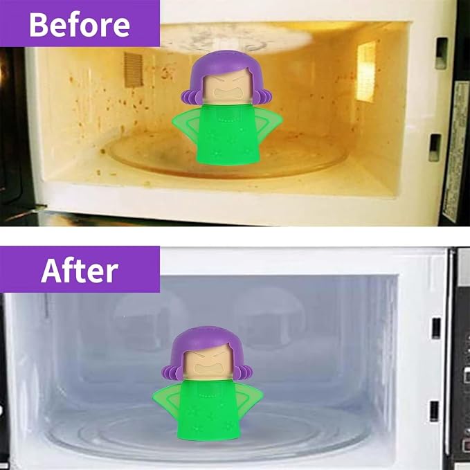 Angry Mama Microwave Oven Stem Cleaner 2 Pcs Mom Steam Cleaner Just Add Vinegar and Water Vapor Fog Steamer Cleaning Equipment Easily Cleans the Crud in Minutes for Kitchen or Office(Green&Purple)