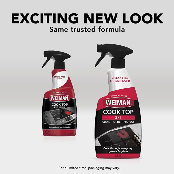 Weiman Daily Cooktop Cleaner with Microfiber Cloth Included for Glass Ceramic and Induction Cook Tops, 22oz (Pack of 2)