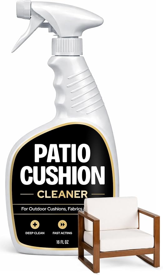 Patio Cushion Cleaner Outdoor Fabric Cleaner - Deep Cleans Dirt, Grime & Weather Stains on Furniture, Pillows, Umbrellas, Awnings & Covers – Non-Bleach, Designed for Canvas, Polyester & Acrylic, 16 oz