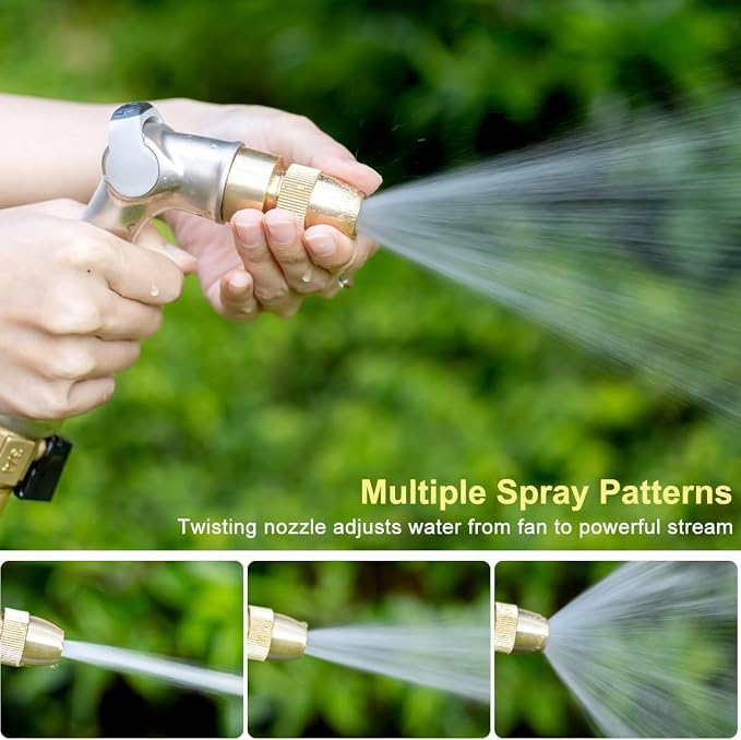 FANHAO 100% Metal Thumb Control Adjustable Hose Nozzle, High Pressure | Zinc Alloy Rustproof Garden Hose Sprayer Heavy Duty, Elder & Child Friendly, Adjustable Patterns for Garden, Lawn, Car, Pet