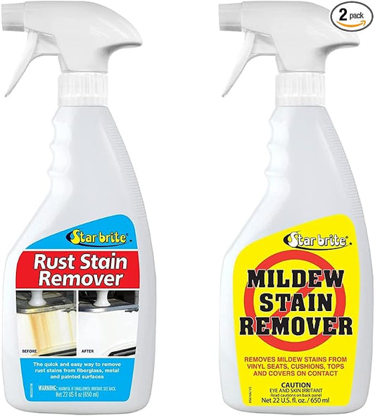 STAR BRITE Rust Stain Remover Spray - Instantly Dissolve Corrosion Stains on Fiberglass, Vinyl, Fabric & Painted Surfaces - Also Removes Sprinkler Stains & Mold & Mildew Stain Remover + Cleaner