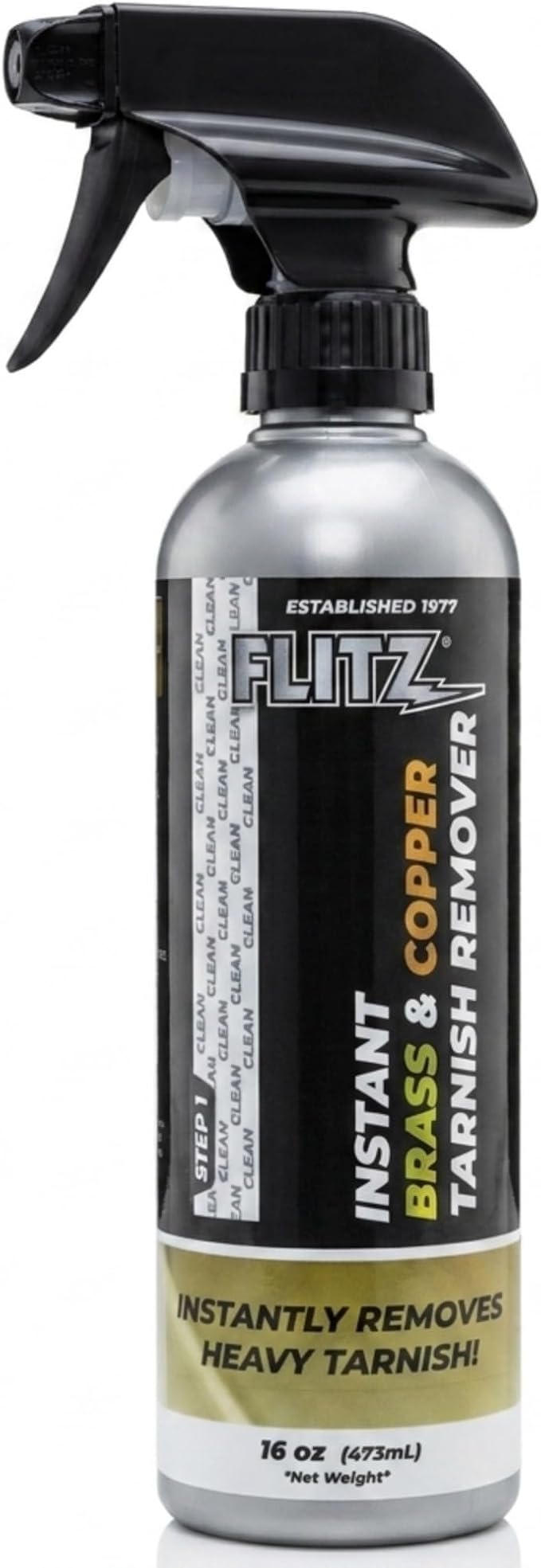 FLITZ Instant Brass and Copper Tarnish Remover - 16oz Bottle of USA-Made Organic Rust Remover Spray (No-Rub) - Removes Stains & Oxidation from Glass & Aluminum - Brass Cleaners That Work (1 Pack)