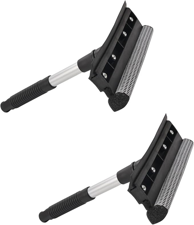 2 Pack Squeegee for Car Window Cleaning and Windshield Washing Standard Window Squeegee Cleaner Tool Windshield Cleaning Squeegee with Scrubber for Multiple Applications