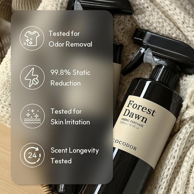 COCODOR Fragrance Room Spray/Woody Hotel/ 16.9oz(500ml) / Made with Essential Oils, scented room closet fabric odor eliminator spray
