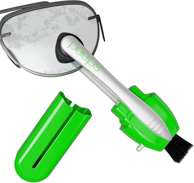 Peeps Glasses Cleaner - for Eyeglasses, Reading Glasses, and More - Lens Cleaner with Carbon Microfiber Tech-Injected Green-1 Count (Pack of 1)