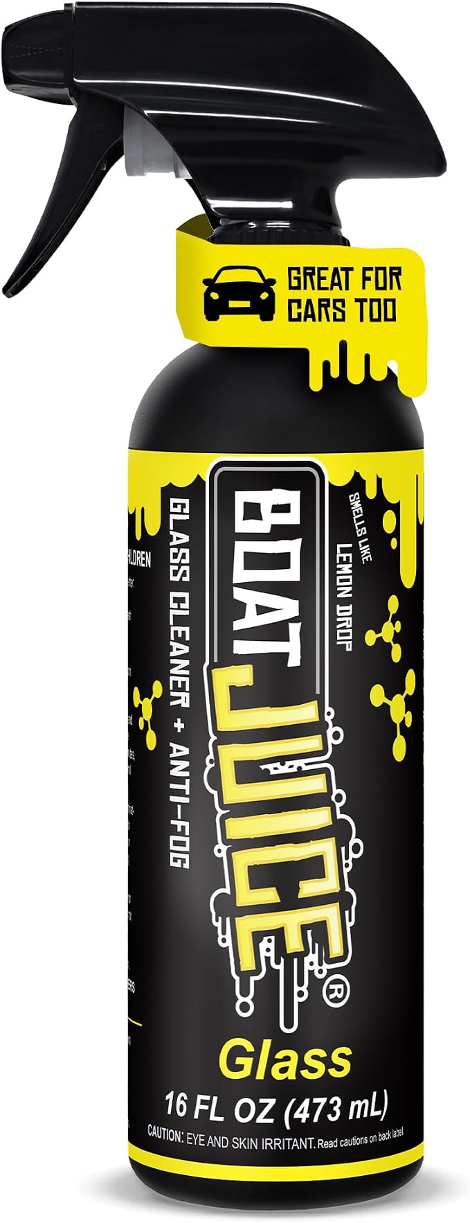 Boat Juice 2in1 Boat Glass Cleaner & Anti-Fog Spray | Boat Cleaner for Glass, Windows, & Electronic Screens | Lemon Drop Scent | Marine Detailing & Cleaning Supplies, Accessories | Made in USA (16oz)