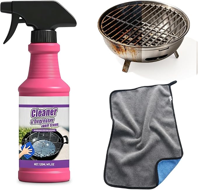 Fast Acting Heavy Duty Grill Degreaser Spray, Heavy Duty BBQ Grill Degreaser, Outdoor Grills Cleaner, For Kitchen Grates and Racks (1 PCS)
