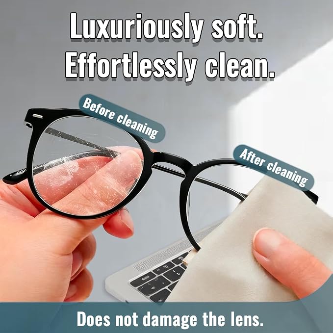 10 Pack Microfiber Cleaning Cloths, Premium 110D Scratch-Free & Lint-Free Clean Cloth for Eyeglasses, Phone Screen, Camera Lens, VR/AR Headset, Car Mirror, Reusable & Washable (Coffee&Black, 6.9*5.7)