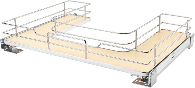 Rev-A-Shelf Solid Surface U-Shape Pullout Organizer for Sink Base Cabinets w/Soft-Close