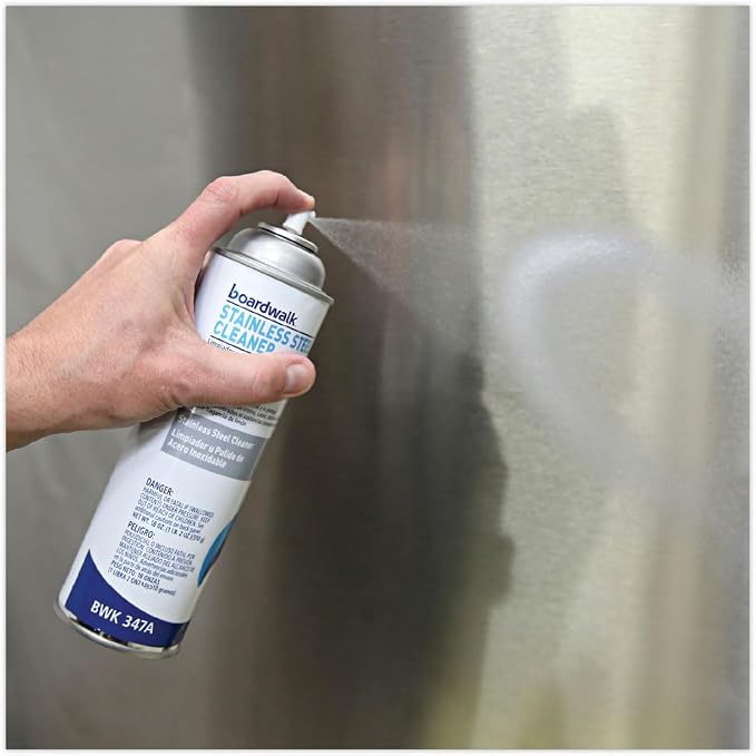 Boardwalk Stainless Steel Cleaner and Polish, Lemon, 18 oz Aerosol Spray, 12/Carton