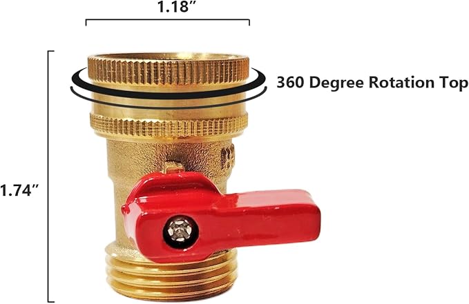 HQMPC Heavy Duty Brass Shut Off Valve Big Flow,Garden Hose Shut Off Valve For Garden Lawn Irrigatiion Garden Hose Connector Big Handle Easy Turn On Off (2PCS) +4 Extra Pressure Washers