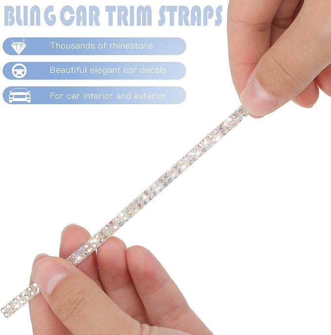 Kingdder 16.4 ft Bling Car Trim Self Adhesive Bling Car Accessories for Women Rhinestone Strip Glitter Diamond Sticker DIY Line Molding Dashboard Decal Shiny Auto Stuff for Interior Exterior Decor