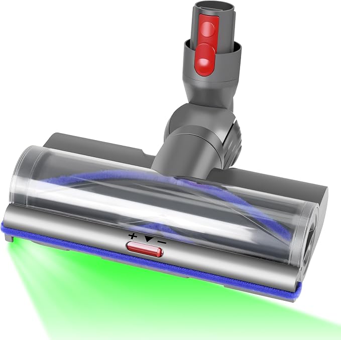 Vacuum Head Replacement Compatible with Dyson V8 V10 V15 Vacuum Cleaner | Upgrade Anti-Tangle Replacement Cleaner Head with Adjustable Suction Green Light Suitable for Hardwood Floor