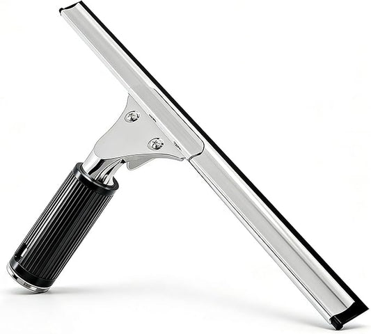 14-Inch Shower Squeegee for Glass Doors, Windows and Mirrors, Stainless Steel Bathroom Water Wiper with Flexible Blade and Ergonomic Handle