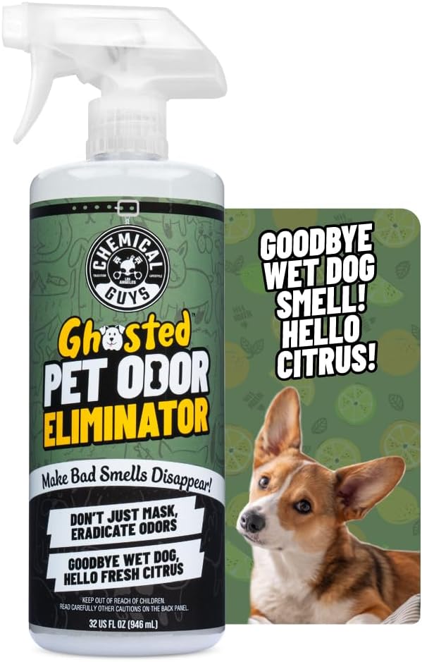 Chemical Guys, Ghosted Pet Odor Neutralizer Spray, Citrus Scent, 32 fl oz | Citrus spray neutralizes pet odors deep in carpet, upholstery and fabric seats, fresh for cars and home