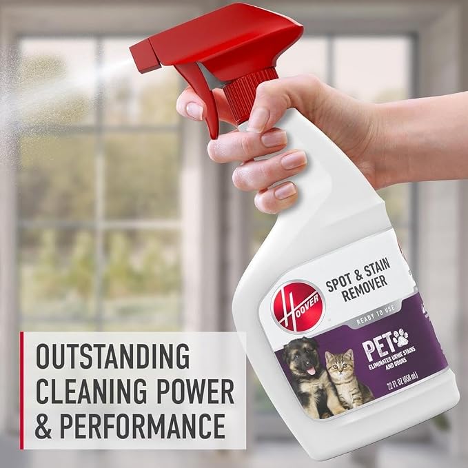 Hoover Pet Pre-Treat Spot and Stain Remover Spray, 22 oz., Pet Formula for Carpet and Upholstery, Tackles Tough Pet Messes and Stains, Pair with Hoover Carpet or Spot Cleaner | Pet Formula for Carpet and Upholstery, Tackles Tough Pet Messes and Stains,...