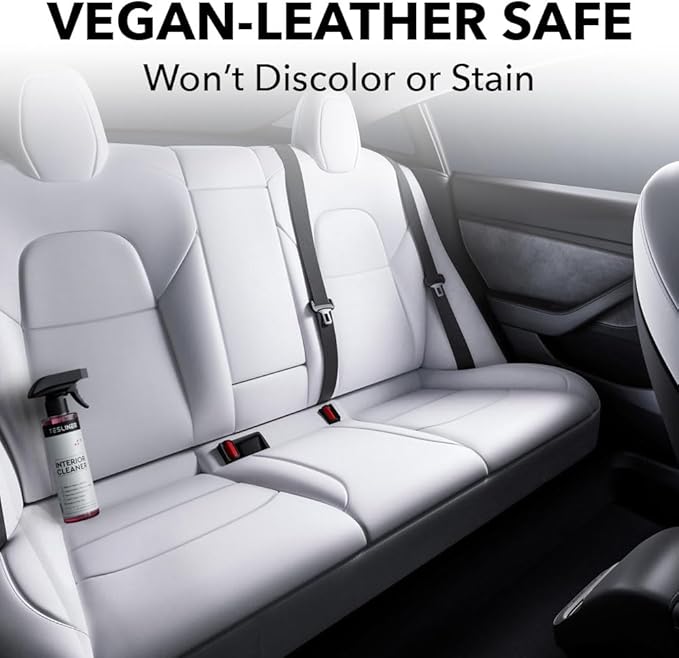 Tesla Seat Cleaner & Stain Remover, Interior Cleaner for Black & White Vegan Leather, Interior Cleaning Products | Tesla Model Y Juniper Accessories 2026, Tesla Model 3 Accessories, S, X, Cybertruck