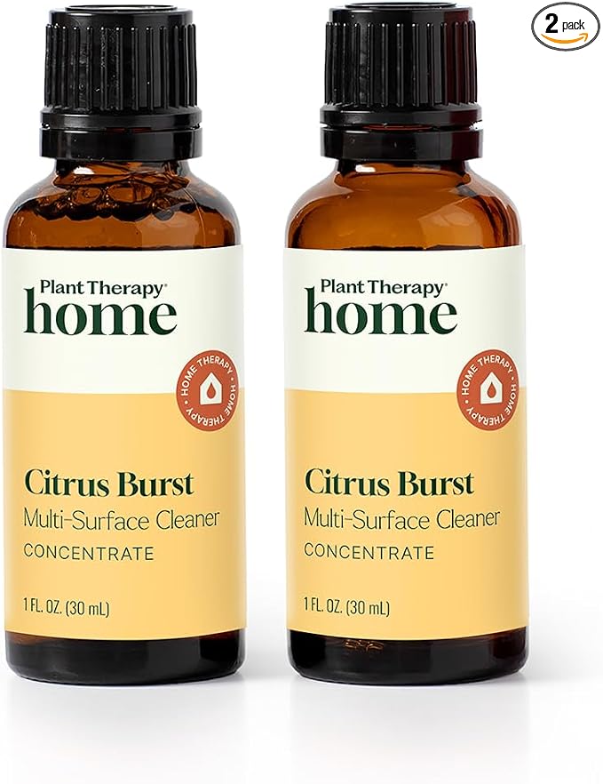 Plant Therapy Home Citrus Burst Blend All Natural Multi-Surface Cleaner Concentrate, Use to Clean Countertops, Stovetops, Tile, Microwave, 30 mL (2-Pack)
