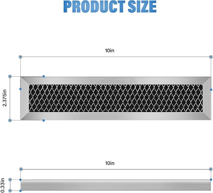 8Pcs Microwave Charcoal Filter Replacement for GE JX81L WB02X11550, Microwave Filter Replacement 10" x 2.375" Air Carbon Filter