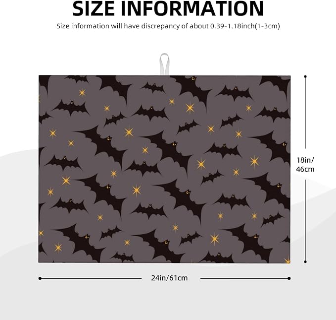 Star Bats Witchy Dish Drying Mat For Kitchen Counter, Super Absorbent Microfiber Dish Drying Pad, Kitchen Gadgets For Easy Clean Multi-Use Large 18"x24"