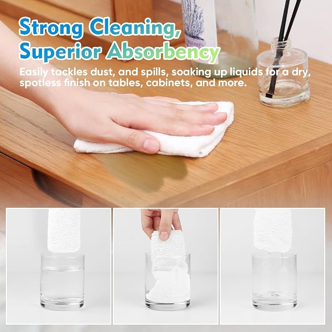 HOMEXCEL White Microfiber Cleaning Cloth 6 Pack 12.5 x 12.5 inch Microfiber Towels for Cars Ultra Absorbent Car Washing Cloth Lint Free Streak Free Cleaning Rags for Car Kitchen Window