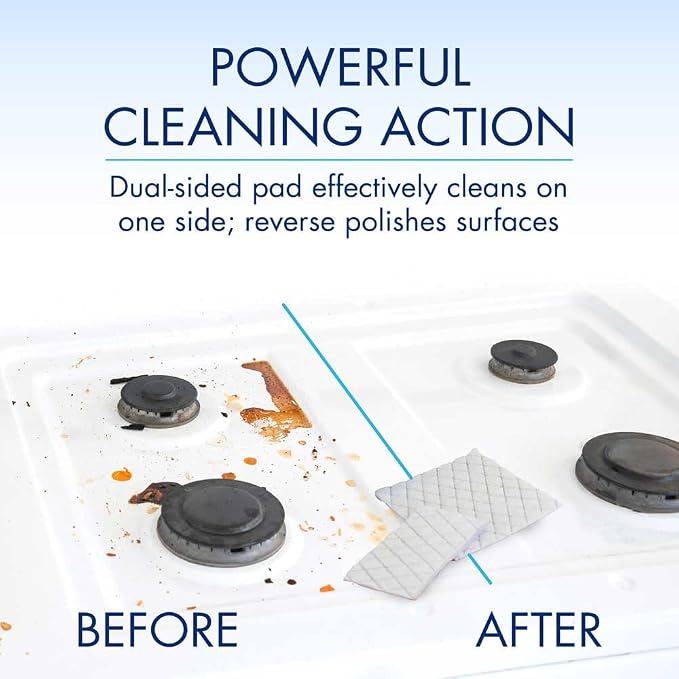 Glisten Cooktop and Kitchen Cleaning Pads for Glass, Gas Ranges, Ovens, Microwaves, and More, Dissolves Grease and Baked on Foods, Lemon Scent, 14 Large Pads or 28 Small Pads