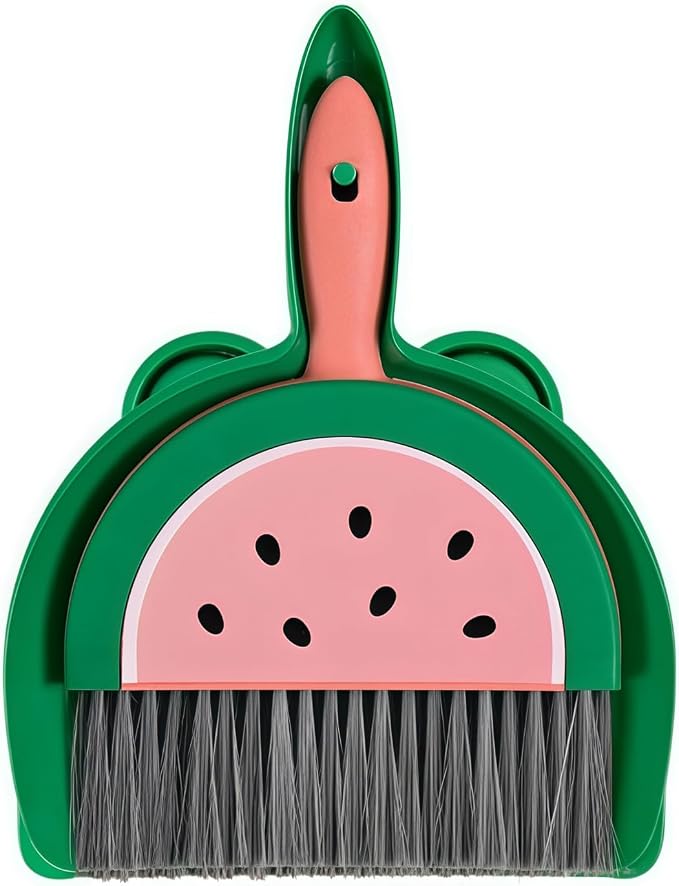 1Pcs Small Broom and Dustpan Set Cute Little Yellow Green Hand Mini Broom and Dustpan Set for Home Sofas Kitchen Countertops Storage Shelves Bathrooms Pet Areas