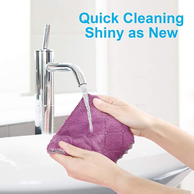 OstWony 12PCS Kitchen Towels Dish Cloths, Reusable Cleaning Rags 10x6in | Kitchen Towels Dish Towels,Multipurpose Reusable Dish Cloths,Highly Absorbent,Double-Sided Microfiber Cleaning Rag