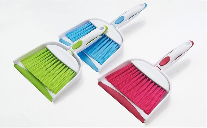 Mini Broom and Dustpan Set-Mini Whisk Set for Desk, Housekeeping, Office, Kitchen, Pet Nest, etc.,Daily Cleaning Necessity Plastic Mini Dustpan Set (Pink)