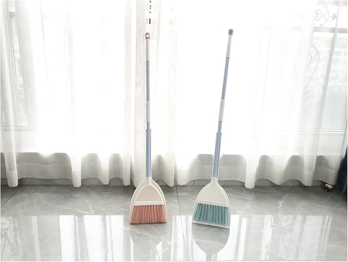 Kids Broom and Dustpan Set-Mini Dustpan and Broom for Children Housekeeping Pretend Play Cleaning Tools Set (Blue)