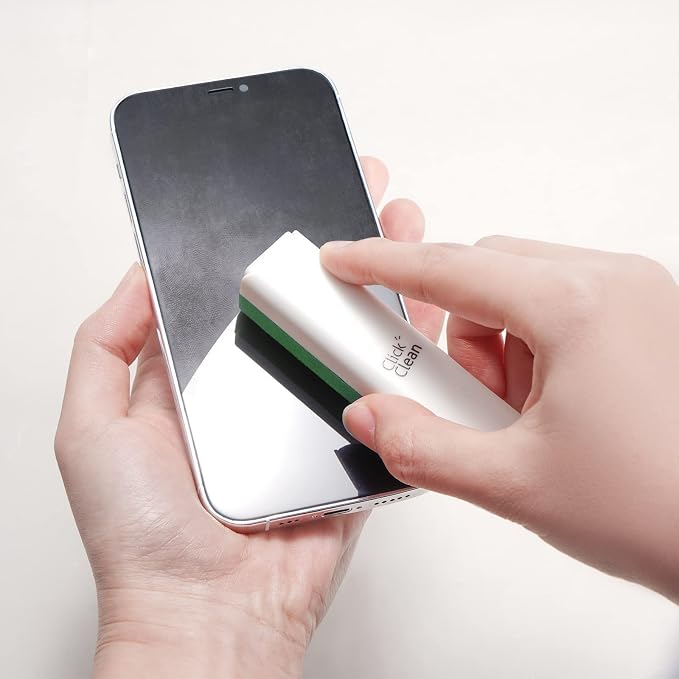 CLICK CLEAN Screen Cleaner Spray with Phone Stand Case & Microfiber | 2-in-1 Cleaner & Phone Stand, Streak-Free Cleaning, Gentle Formula, For Phone Laptop Tablet Screens, Green, 0.5oz