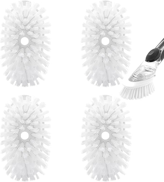 Brush Refills for RIMAY Dish Brush - 4 Pack Dish Brush Cleaning Soap Dispensing Head Replacement for Scrubber (White)