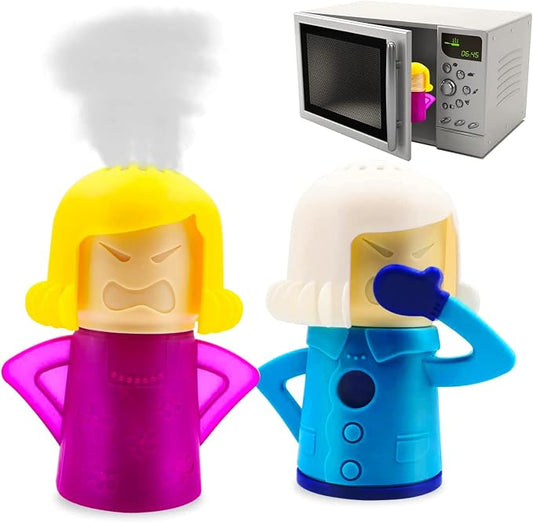 Abnaok Angry Mom Microwave Cleaner and Chilly Mama Fridge Deodoriser 2PCS Easily Clean in Minutes for Home or Office with English Manual