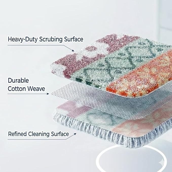 Amarelle GEN II Dish Washing Scrubbers (5-Pack), Made in Green Kitchen Scrubbers for Dishes, Non Scratch Pot & Pan Scrubber, Dual-Sided Heavy-Duty Scouring Pads, Reusable (Nordic Folk)