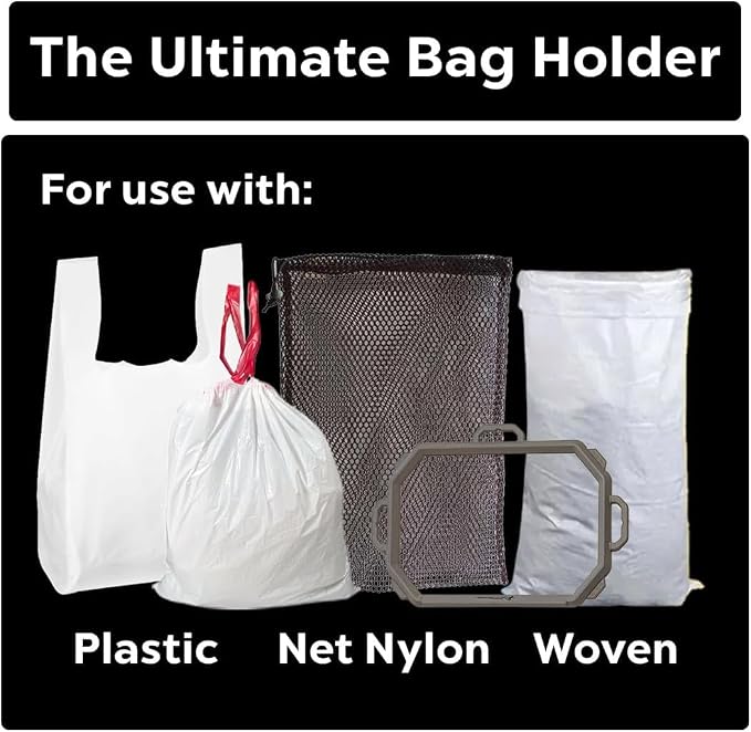 Large SnapRing Trash Bag Holder | Heavy Duty Garbage Opener Frame for 33–95 Gallon Contractor Lawn Leaf Bags | Outdoor Yard Cleanup Tool