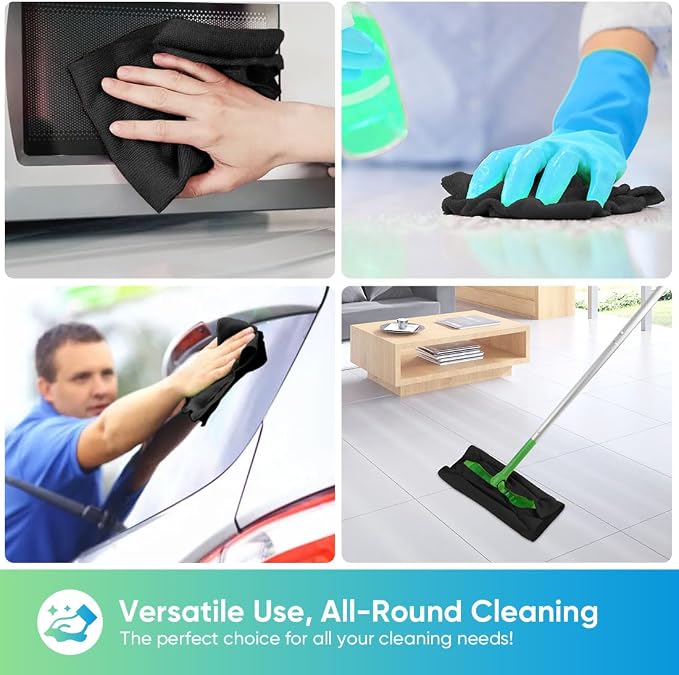 HOMEXCEL Black Microfiber Cleaning Cloths, 100 Pack Microfiber Towels for Cars, Lint Free & Scratch-Free Bulk Cleaning Rags for House, Kitchen, Car and Shop, Absorbent Cleaning Towels 11.5 x 11.5 inch