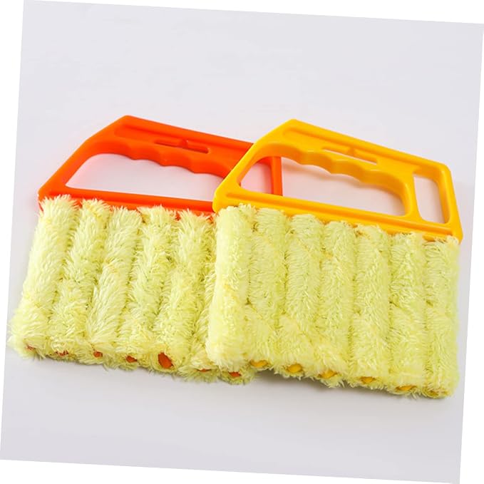 2pcs Microfiber Window Blind Cleaner Shutter Duster Brush Handheld Pulley Cleaning Tool