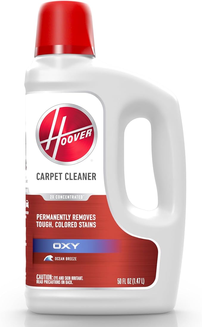 Hoover Oxy Carpet Cleaner Solution, 50 oz., Ocean Breeze Scent, Deep Cleaning Carpet Shampoo Solution, Removes Tough Colored Stains from Carpet and Upholstery, Pair with Hoover Carpet Cleaner Machine | Deep Cleaning Carpet Shampoo Solution, Removes Tou...